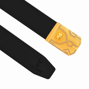 Wave Gold Diamond Buckle Leather Belt For Men