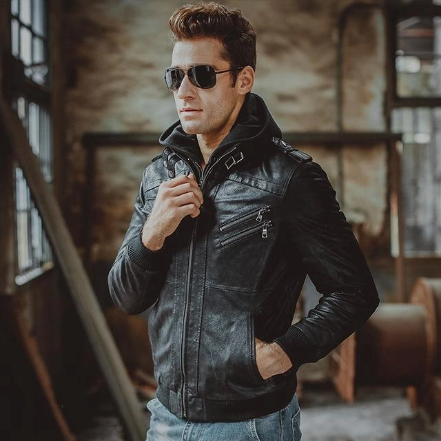 West Louis™ Removable Hooded Genuine Leather