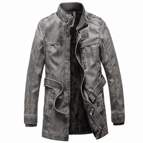 West Louis™ Winter PU Moto Long Leather Jacket