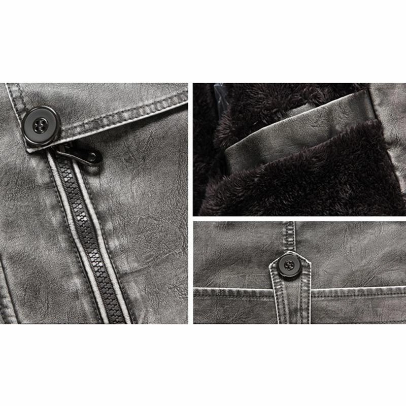 West Louis™ Winter PU Moto Long Leather Jacket