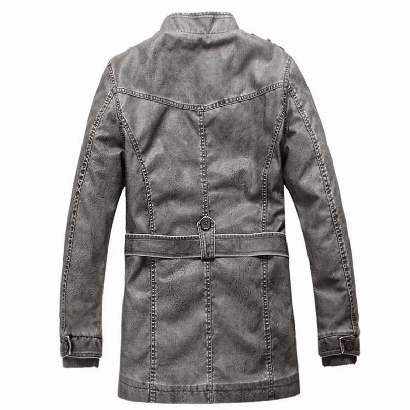 West Louis™ Winter PU Moto Long Leather Jacket