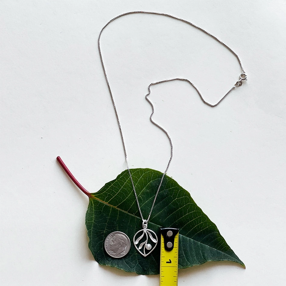 Whispering Leaf Necklace, Pearl - Sterling Silver, Indonesia