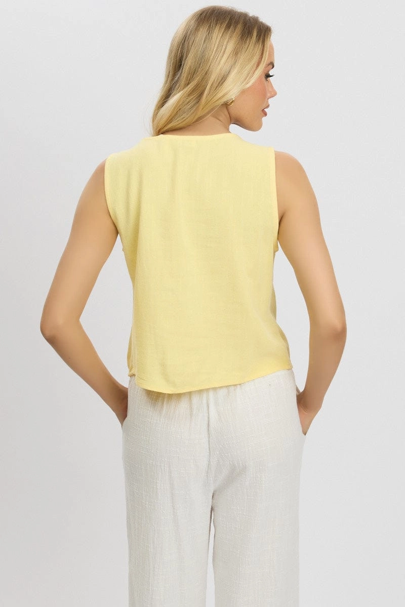 Yellow Tie Up Top Linen