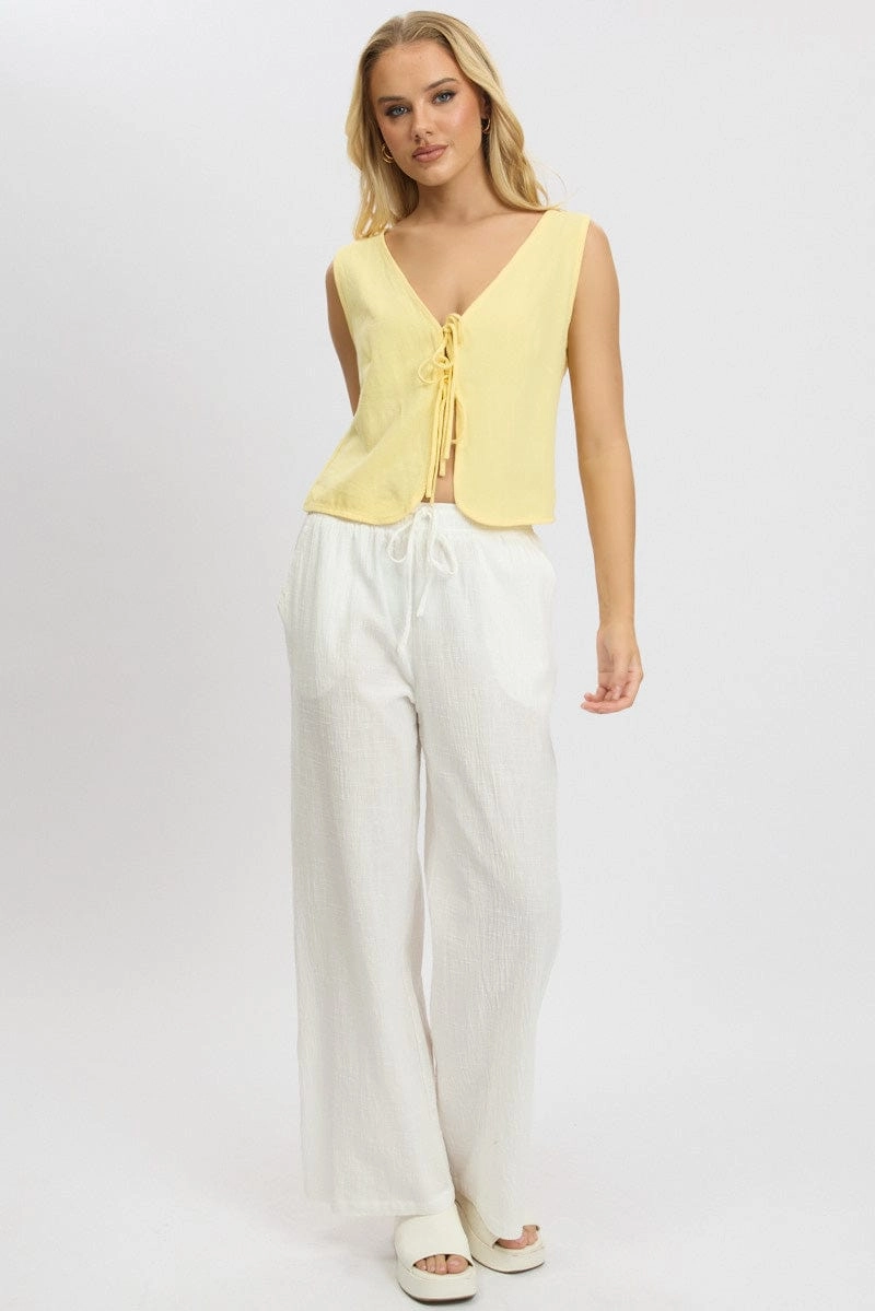 Yellow Tie Up Top Linen